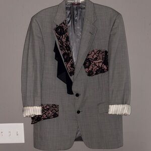 Jos. A. Bank black&white Blazer with Black and Pink Lace Details Upcycled ♻️